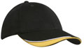 FRONT VIEW OF BASEBALL CAP BLACK/WHITE/GOLD